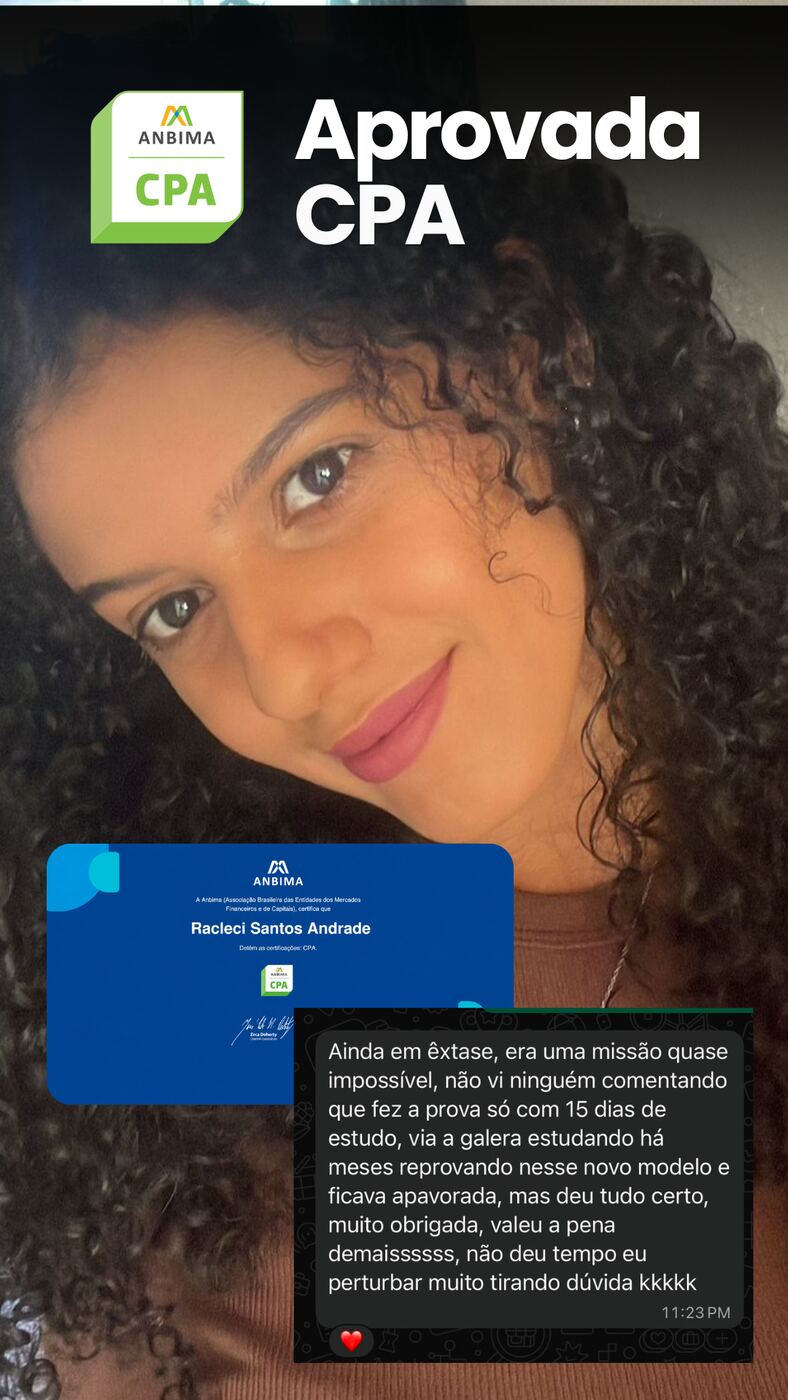 Racleci Andrade, aprovado na certificação CPA