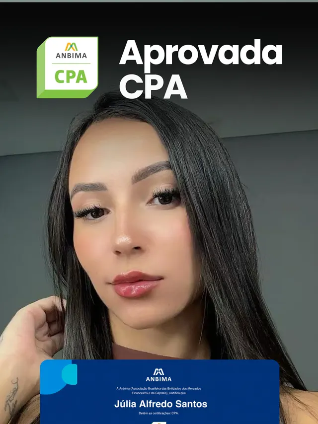 Júlia Molina, aprovado na certificação CPA