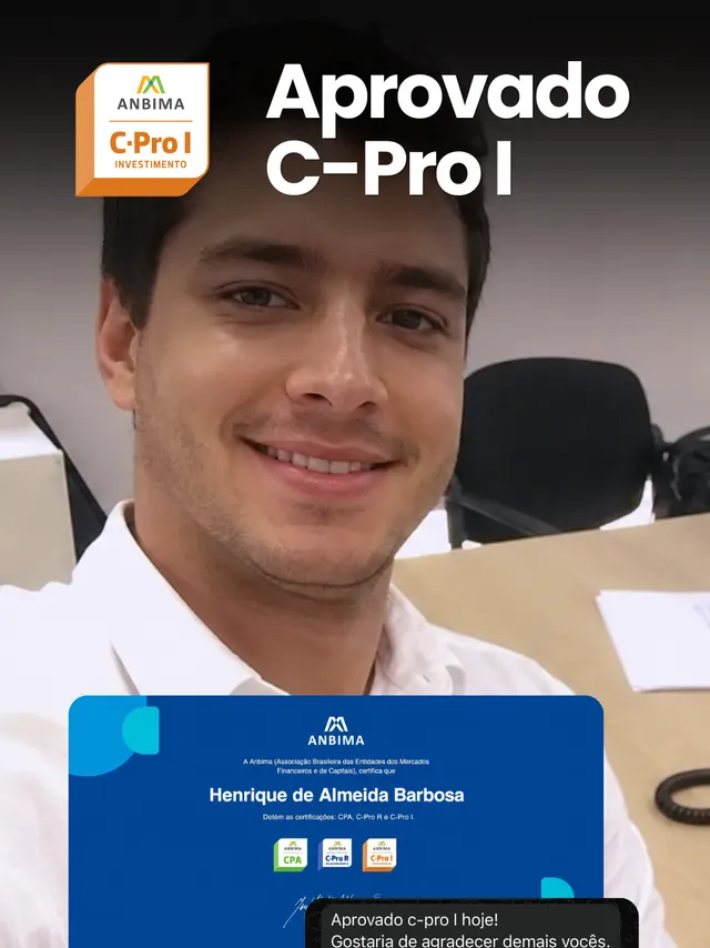 Henrique de Almeida Barbosa, aprovado na certificação C-Pro I