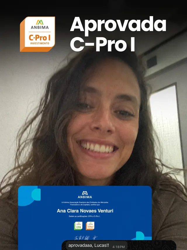Ana Clara Novaes Venturi, aprovado na certificação C-Pro I