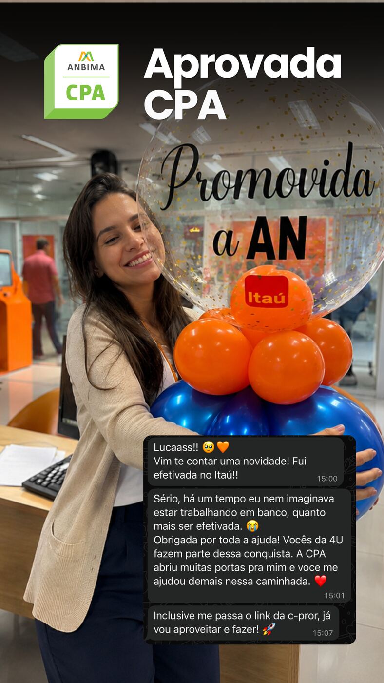 Aluna Itau, aprovado na certificação CPA
