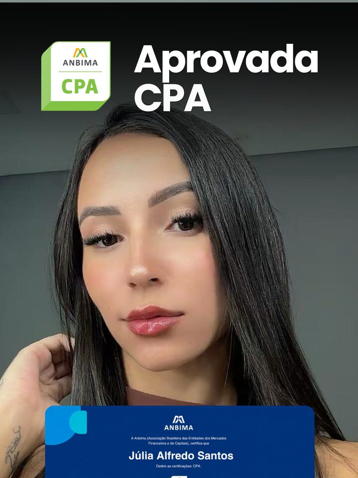 Júlia Alfredo, aprovado na certificação CPA